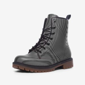 Grey Spiral Combat Boots MT - Faux Leather Lightweight