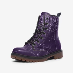 Goth Wet Spiders Web Design Purple Casual Leather Lightweight boots MT