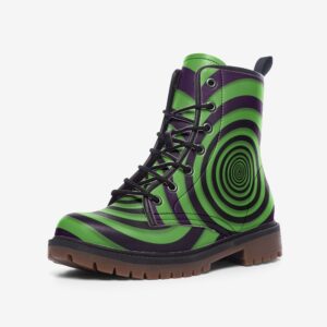 Psychadelic Green Combat Boots MT - Faux Leather Lightweight