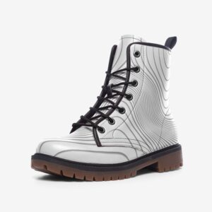 Pastel Goth White Spiral Boots MT - Faux Leather Lightweight
