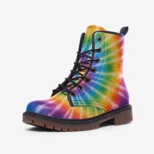 Vegan Leather Tie Dyed Printed Combat boots MT