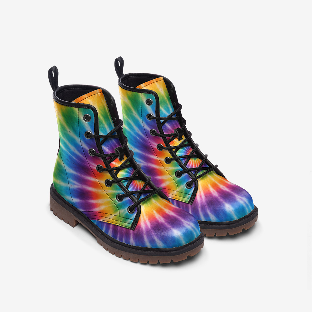Vegan Leather Tie Dyed Printed Combat boots MT - Image 2