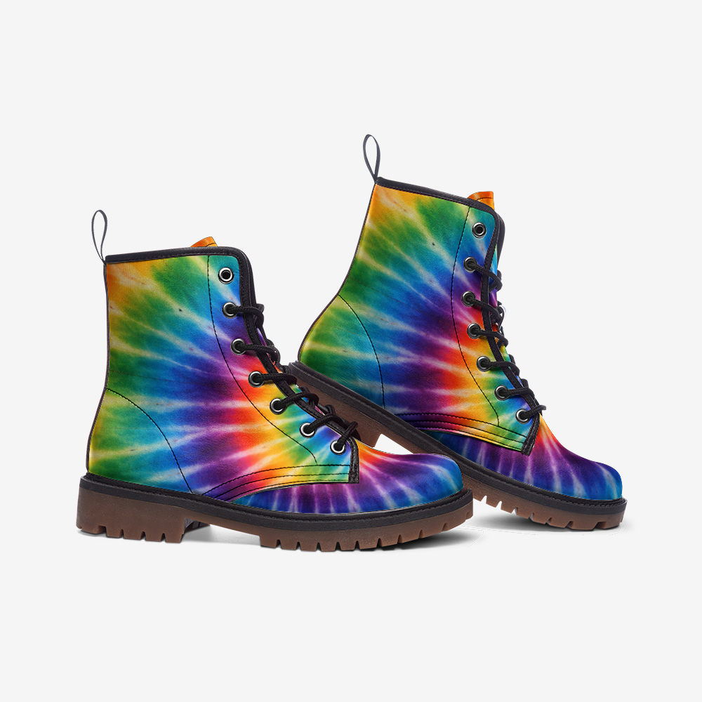 Vegan Leather Tie Dyed Printed Combat boots MT - Image 3