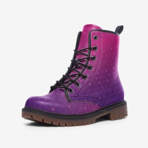 Psychadelic Pink Geometric Design Faux Leather Combat boots MT