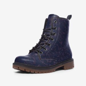 Deep Blue and Purple Baroque Patter Faux Leather Lightweight boots MT