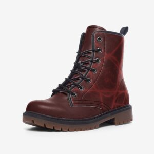 Abstract Red Pentacle Witchcraft Design Faux Leather Lightweight boots MT