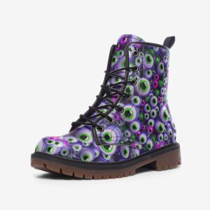 Faux Leather Lightweight boots with Googly Spooky Eyeballs