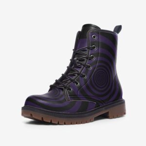 Deep Purple Spiral Effect Pattern Faux Leather Lightweight boots MT