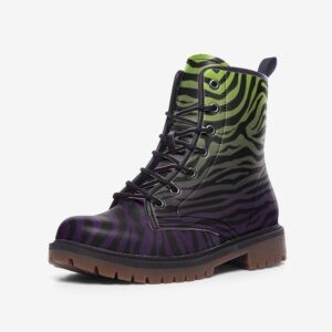 Faux Leather boots - Lime to Purple Tiger Stripe Design -