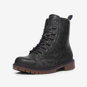 Grey and Black Baroque Pattern Faux Leather Lightweight boots MT