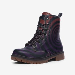 Goth Psychadelic Red to Purple Gradient Spiral Boots Faux Leather Lightweight Cool Boots Emo