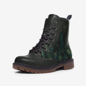 Cute nature botanical butterfly boots - Green cottage core festival faux leather boots