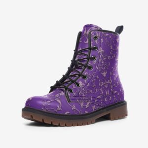 Purple and Pink Baroque Pattern Faux Leather Lightweight boots MT