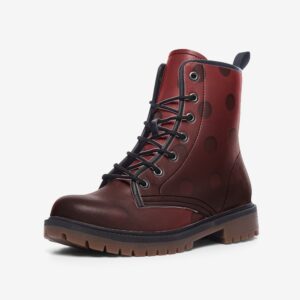 Deep Red Polka Dot Pattern Faux Leather Lightweight boots MT