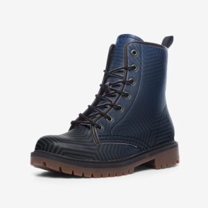 Hexagonal Pattern Blue Faux Leather Lightweight boots MT