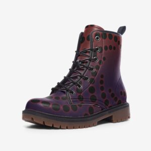 Spiral Polka Dot Pattern Faux Leather Lightweight Combat boots MT